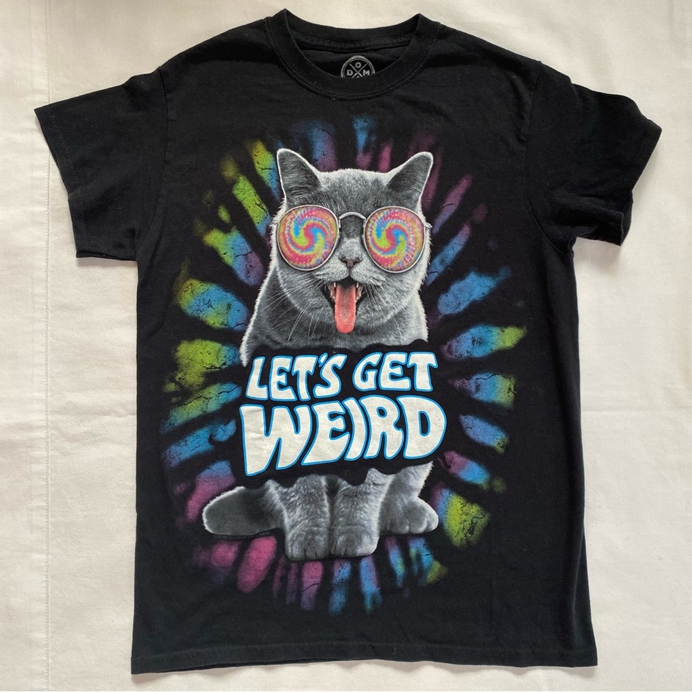 DOMA Funny Cat Let’s Get Weird Festival Cotton T-Shirt S